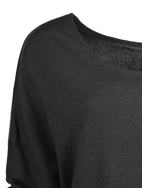 Women's Stylish Scoop Neck Asymmetrical Long Sleeve Sweater