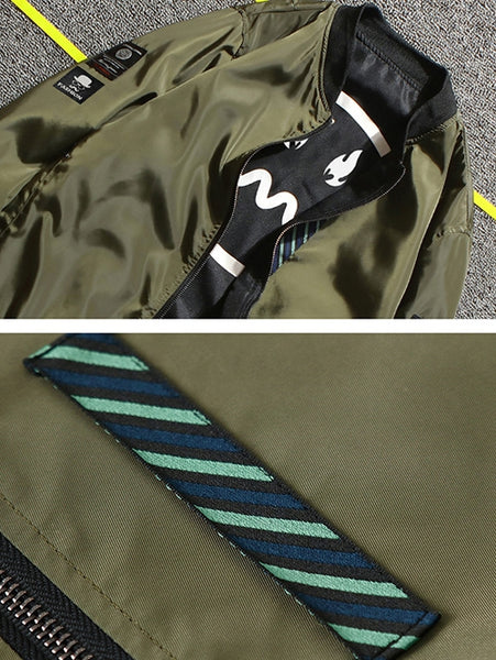 Letter Print Zip Up Baseball Jacket