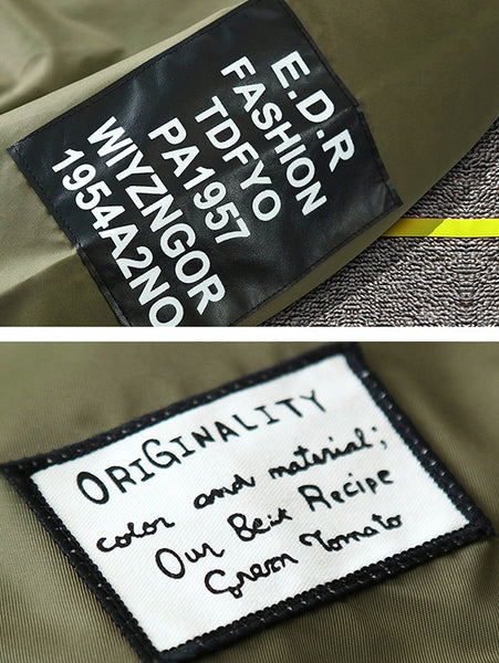 Letter Print Zip Up Baseball Jacket