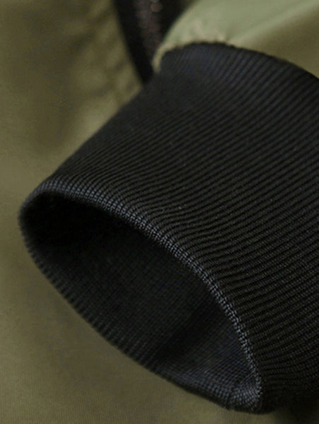 Letter Print Zip Up Baseball Jacket