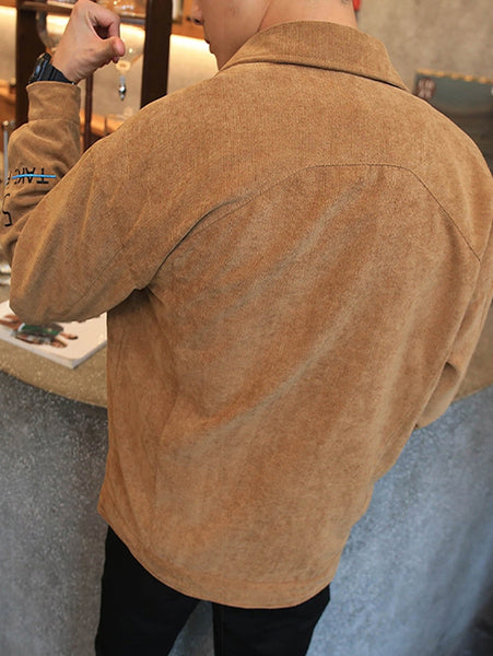 Button Up Embroidery Letter Coat