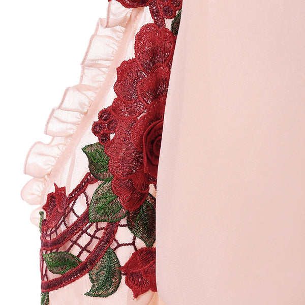 Cold Shoulder Embroidery Surplice Blouse