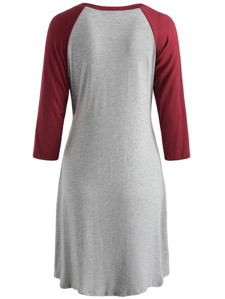 Two Tone Color Block Maternity Sleep Dress