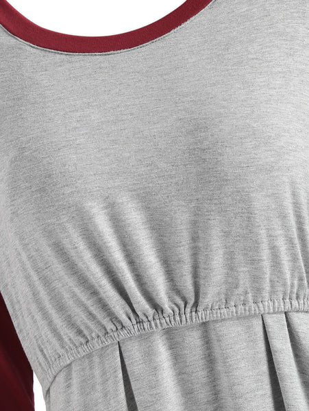 Two Tone Color Block Maternity Sleep Dress