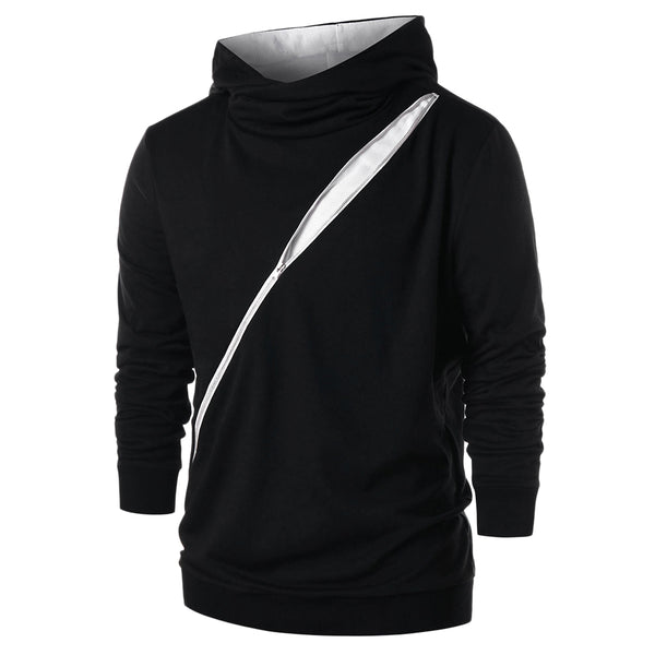 Zip Embellished Color Blocking Hoodie