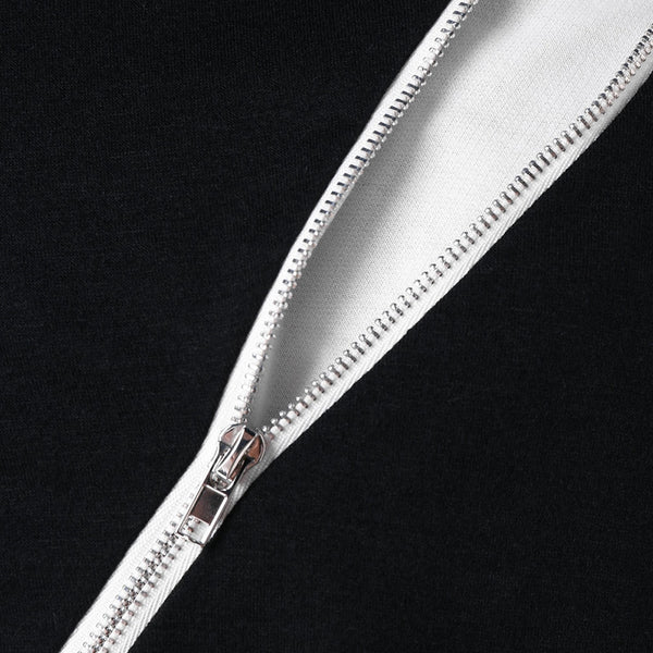 Zip Embellished Color Blocking Hoodie