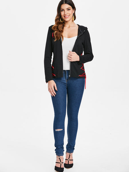 Criss Cross Zip Up Hoodie