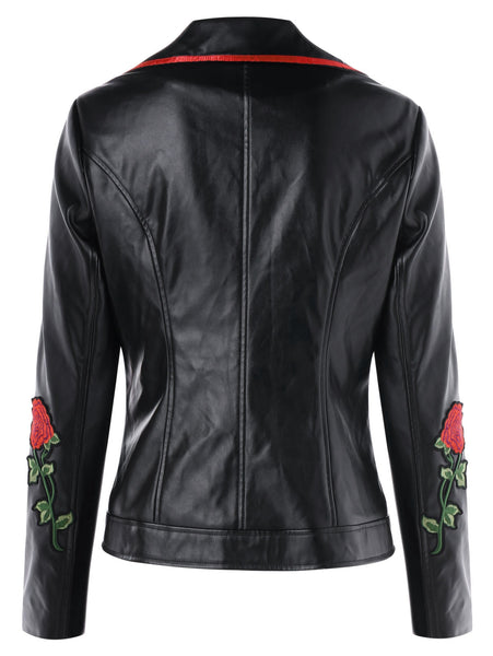 Appliqued PU Biker Jacket