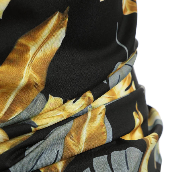 Allover Golden Leaves Print Casual Shirt