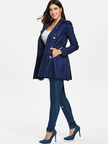 Fit and Flare Coat With Double Breasts
