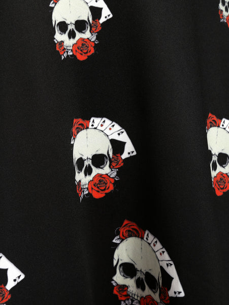 Halloween Skull Print Flare Dress