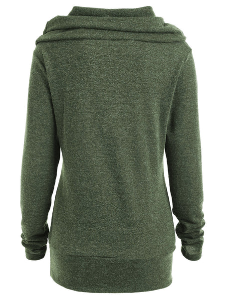 Elk Deer Print Cowl Neck Pullover Sweatshirt