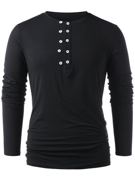Long Sleeve Buttoned Henley T-shirt