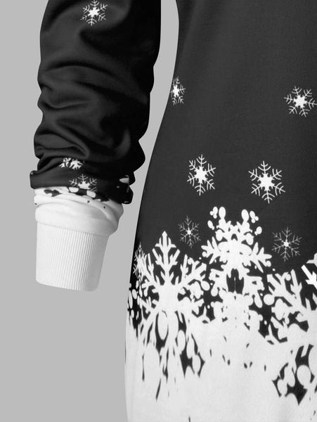 Santa Claus Snowflake Skew Neck Pullover Christmas Sweatshirt