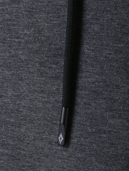PU Leather Panel Button Embellished  Hoodie