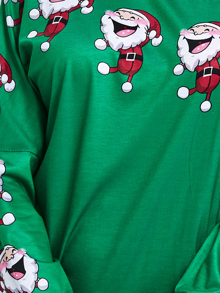 Cold Shoulder Santa Claus Laugh Print T-shirt