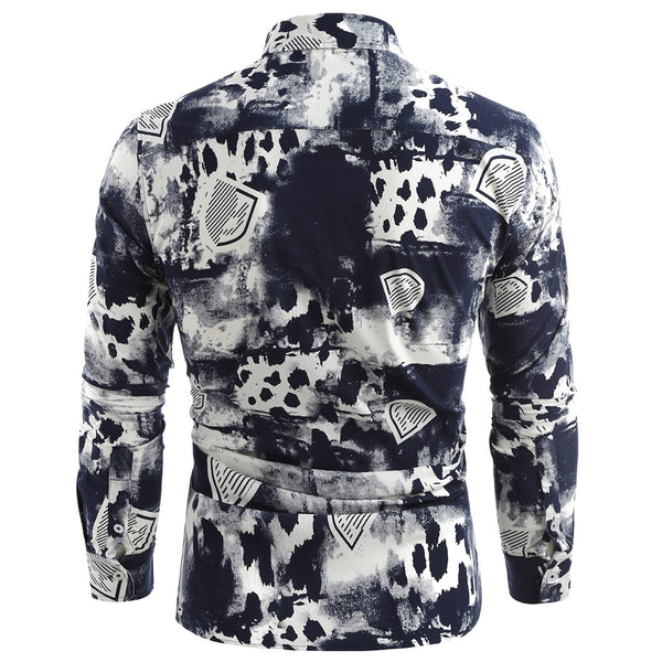 Splash-ink Shield Print Long Sleeve Shirt