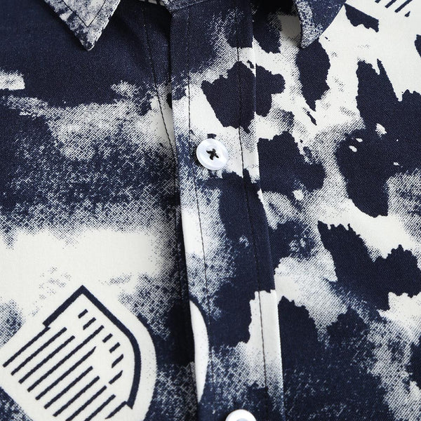 Splash-ink Shield Print Long Sleeve Shirt