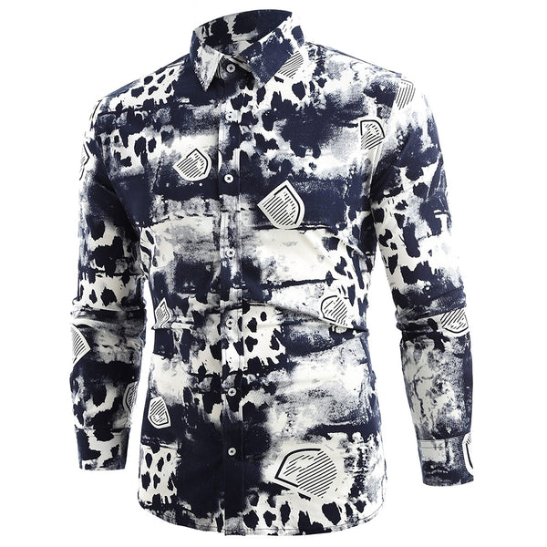 Splash-ink Shield Print Long Sleeve Shirt
