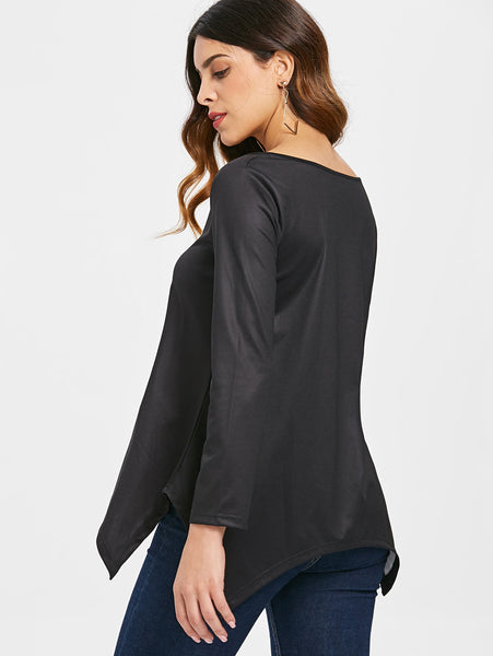 Long Sleeve Skeleton Print T-shirt