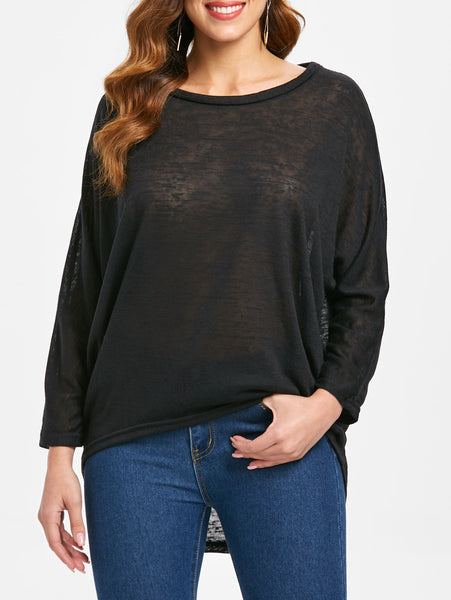 Dolman Sleeve Asymmetrical Sweater