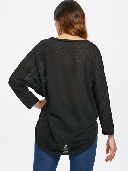 Dolman Sleeve Asymmetrical Sweater