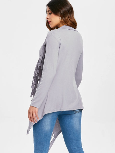 Tassel Asymmetric Long Sleeve Top