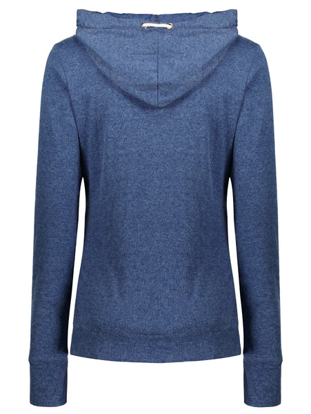 Stylish Hooded Long Sleeve Draped Spliced Women's Hoodie