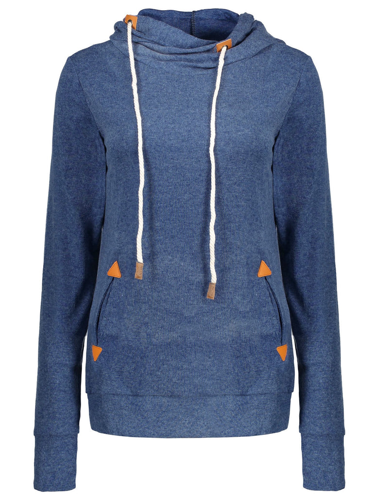 Stylish Hooded Long Sleeve Draped Spliced Women's Hoodie