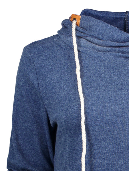 Stylish Hooded Long Sleeve Draped Spliced Women's Hoodie