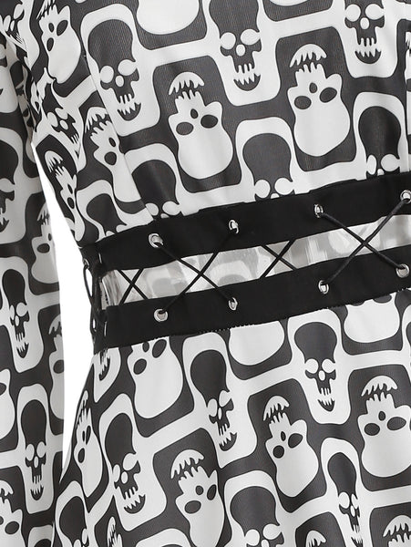 Halloween Skull Print A Line Dress