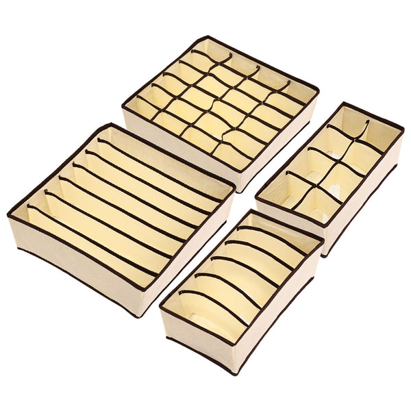 4pcs Collapsible Storage Boxes Bra Underwear Closet Organizer Divider Drawer