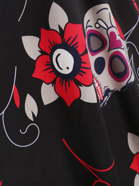 Criss Cross Sugar Skull Print Dress