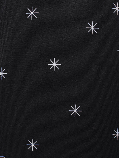 Halloween Cat Star Print Drawstring Pullover Hoodie