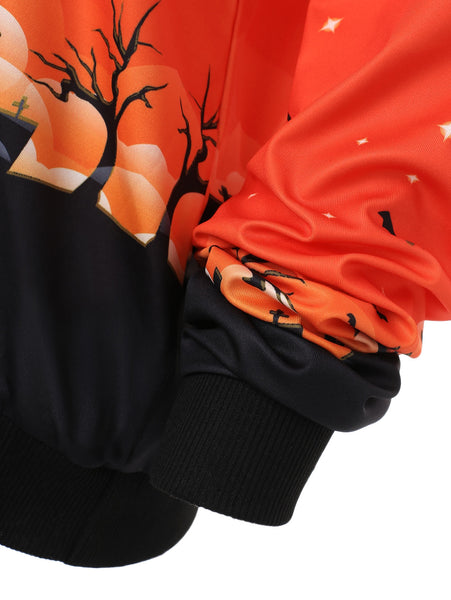 Halloween Bat Print Skew Neck Sweatshirt