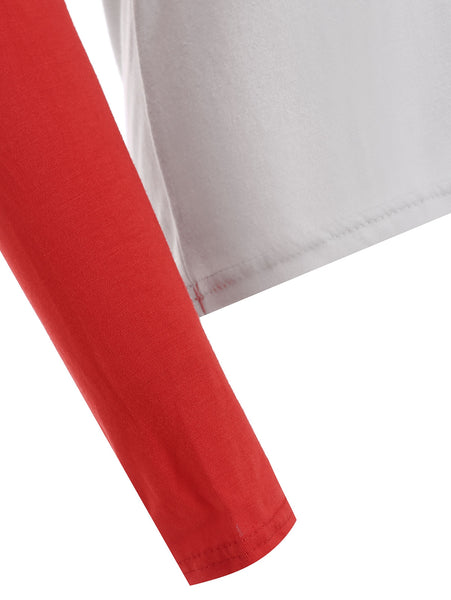 Christmas Slash Neck Long Sleeve Deer Pattern T-Shirt For Women