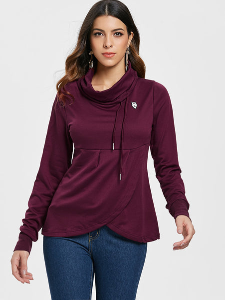 Petal Hem Drawstring Embroidered Sweatshirt