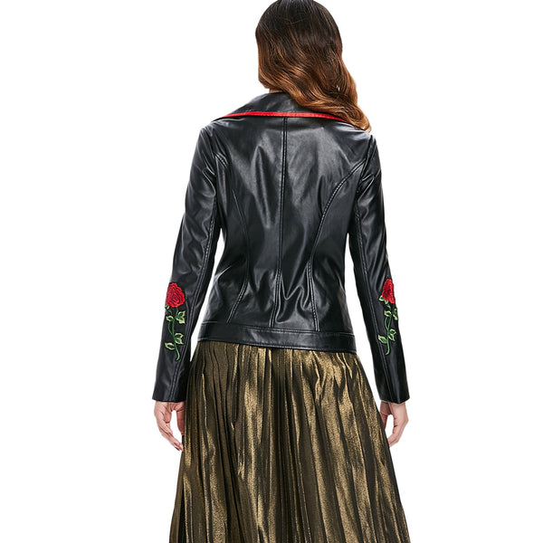 Appliqued PU Biker Jacket