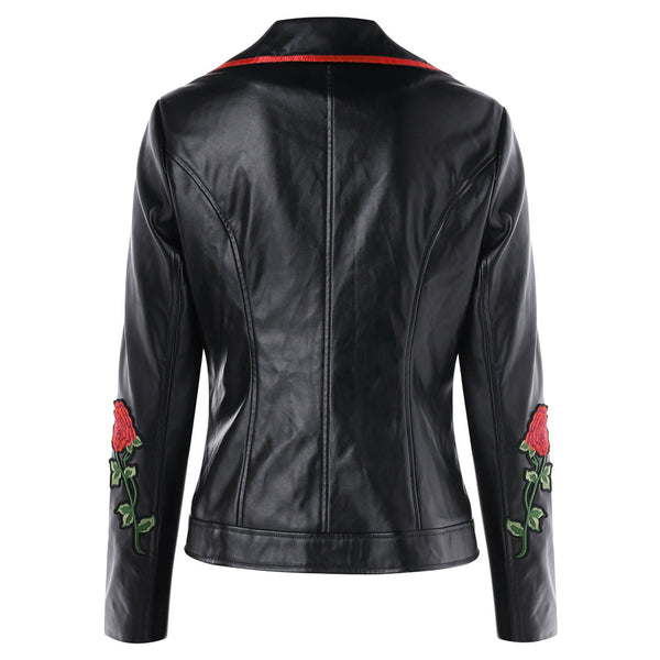 Appliqued PU Biker Jacket