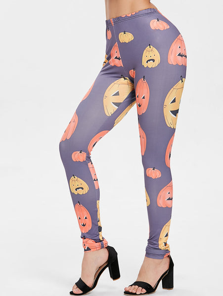 Halloween Cartoon Pumpkins Print Casual Pants