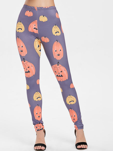 Halloween Cartoon Pumpkins Print Casual Pants