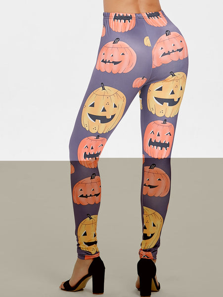 Halloween Cartoon Pumpkins Print Casual Pants