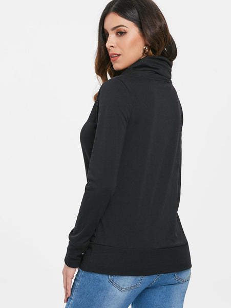 Buttoned Turtleneck Sweatshirt