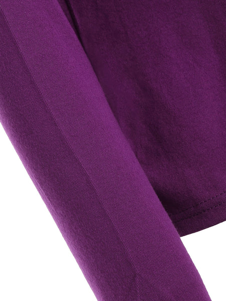 Casual Buttoned Cowl Neck Solid Color Long Sleeve T-Shirt For Women