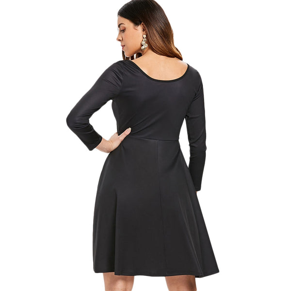 Halloween Skeleton Print A Line Dress