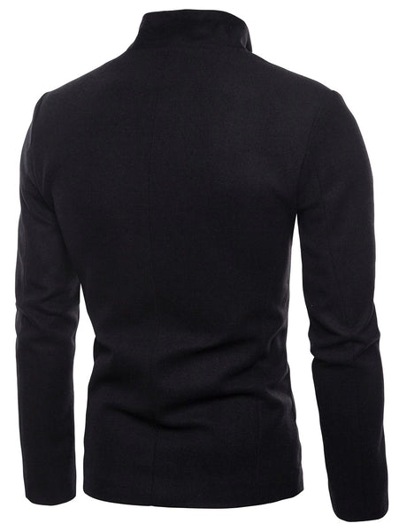 Slant Placket Stand Collar Jacket