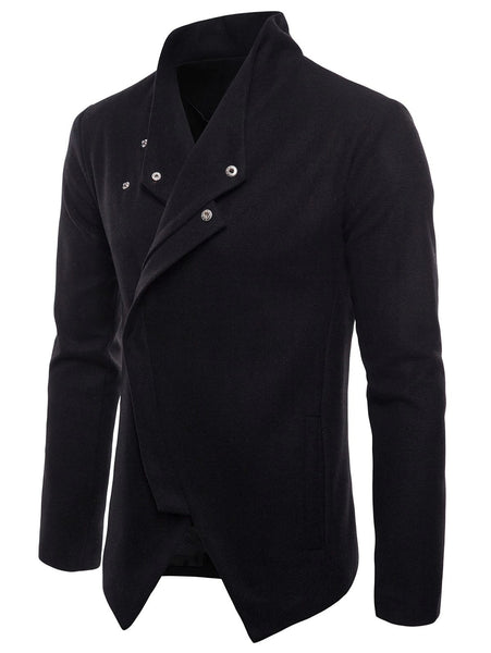Slant Placket Stand Collar Jacket
