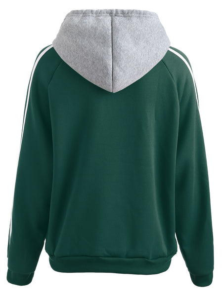 Striped Edge Drawstring Hoodie