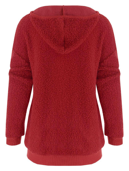 Drawstring Fluffy Hoodie