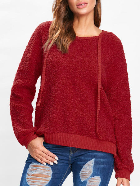 Drawstring Fluffy Hoodie